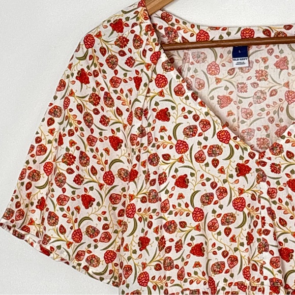 Old Navy Floral Tiered V Neck Dress Size Large * Sundress Beach Dainty Cottage - Picture 3 of 14